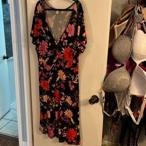 Sexy old navy dress black floral low cut waist defined size 2X